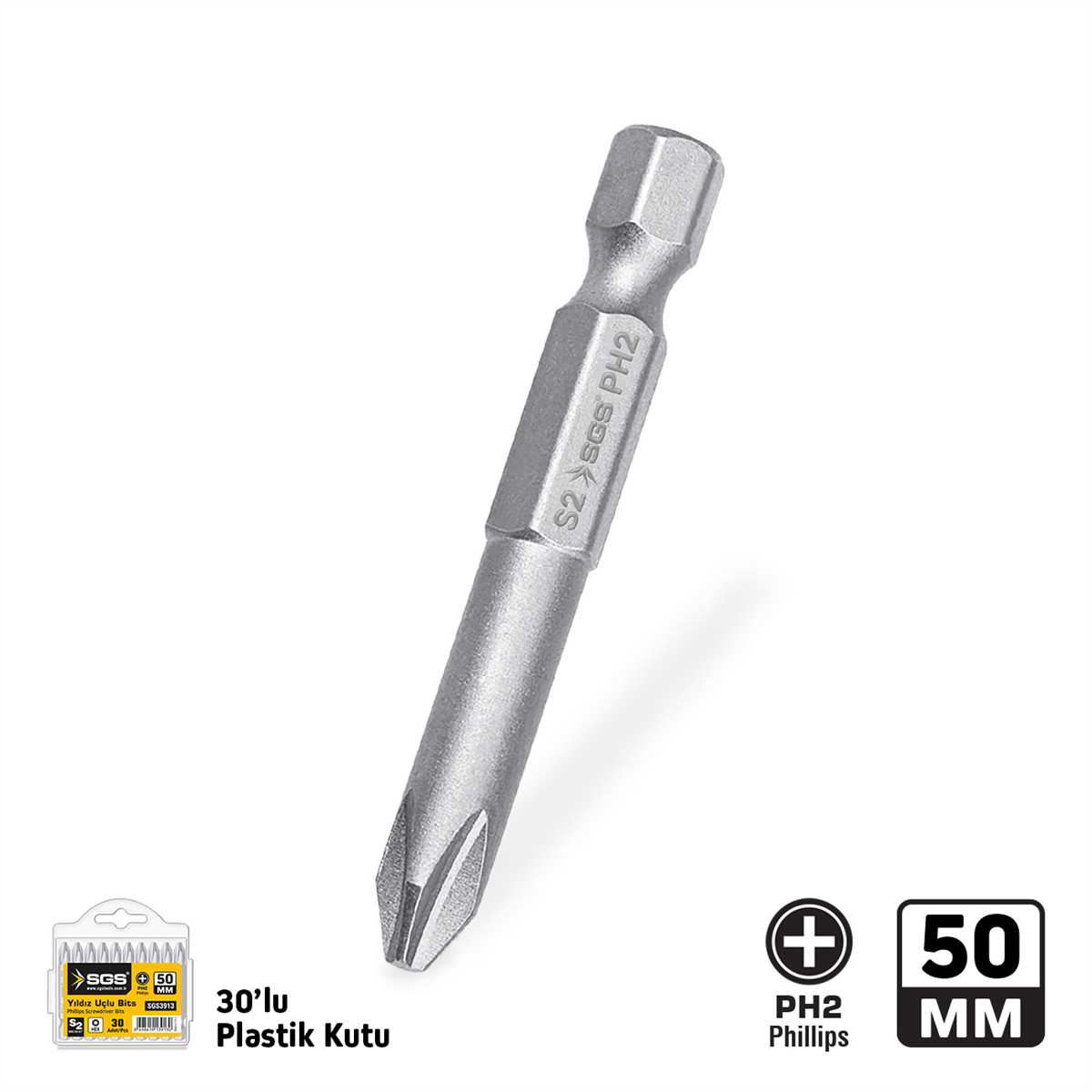 YILDIZ UÇLU BİTS TORNALI S2 PH2*50mm Sand-Pro Series